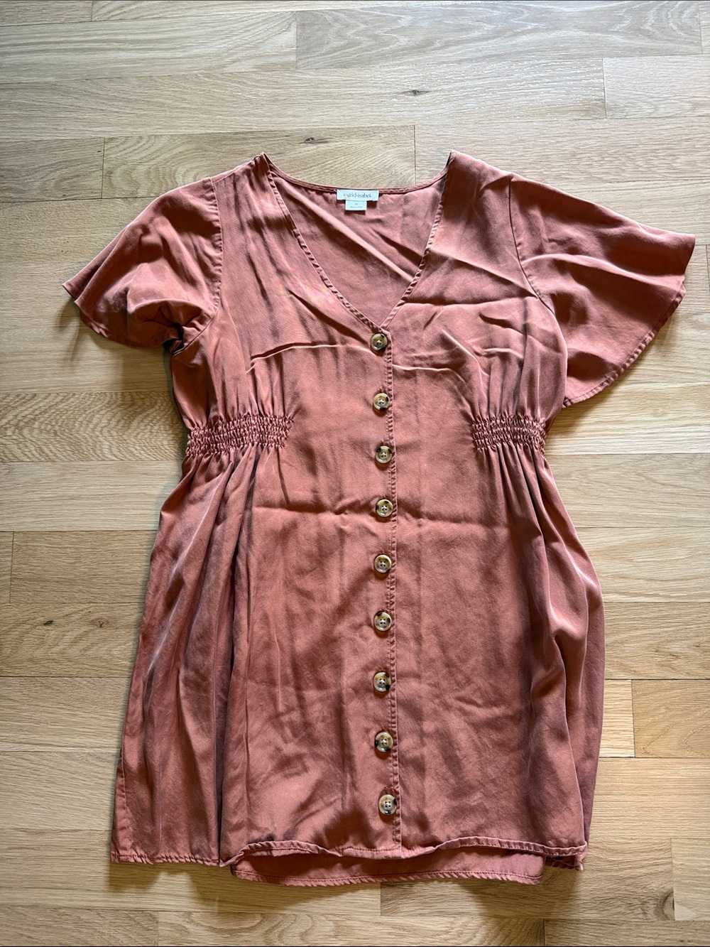 Rust Button-Front Mini Dress - Picture 1 of 1